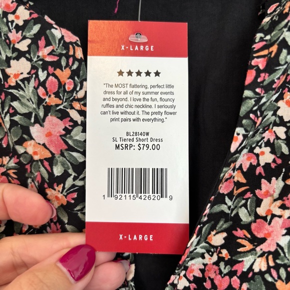 BB Dakota Steve Madden Women's Black Floral Tiered Short Dress Size XL NWT - Picture 4 of 9